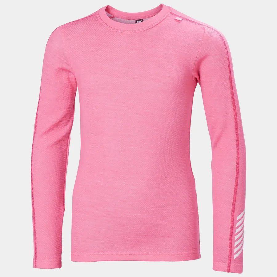 Helly Hansen Juniors' LIFA® Merino Base Layer Crew Top Skiundertrøje Børn - Sugar Pink