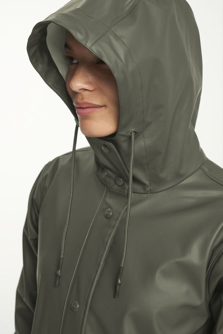Tenson Apelviken PU Regnjakke Dame - Olive -