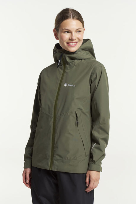 Tenson Winga Rain Jacket Women Regnjakke Dame - Dark Olive - Dark Olive