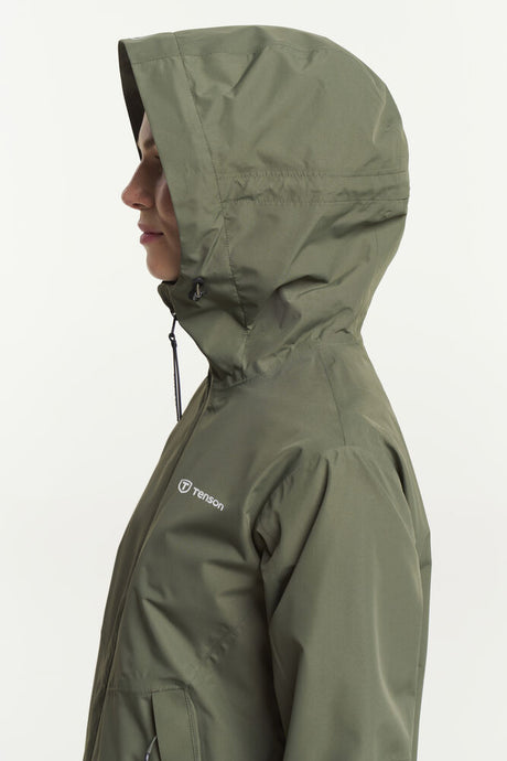 Tenson Winga Rain Jacket Women Regnjakke Dame - Dark Olive -