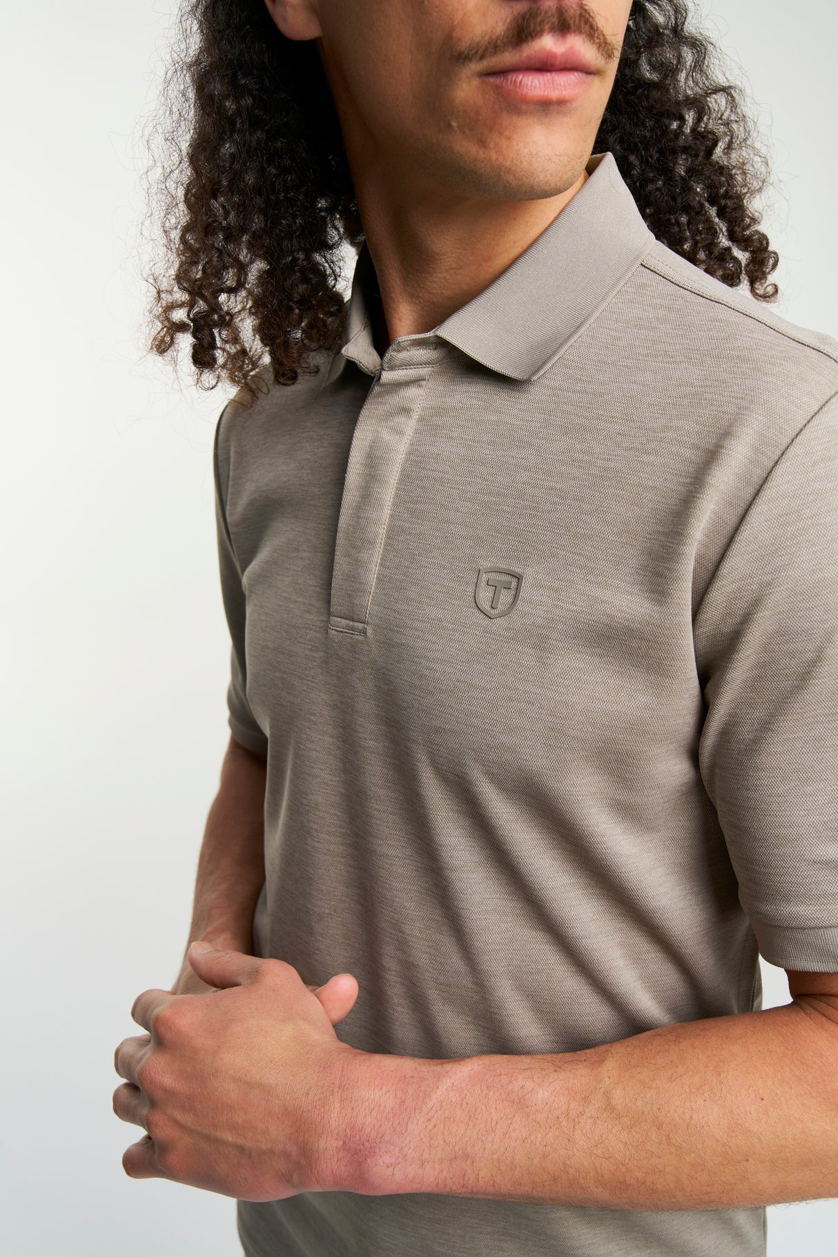 Tenson TXlite Melange Polo Men - Taupe -