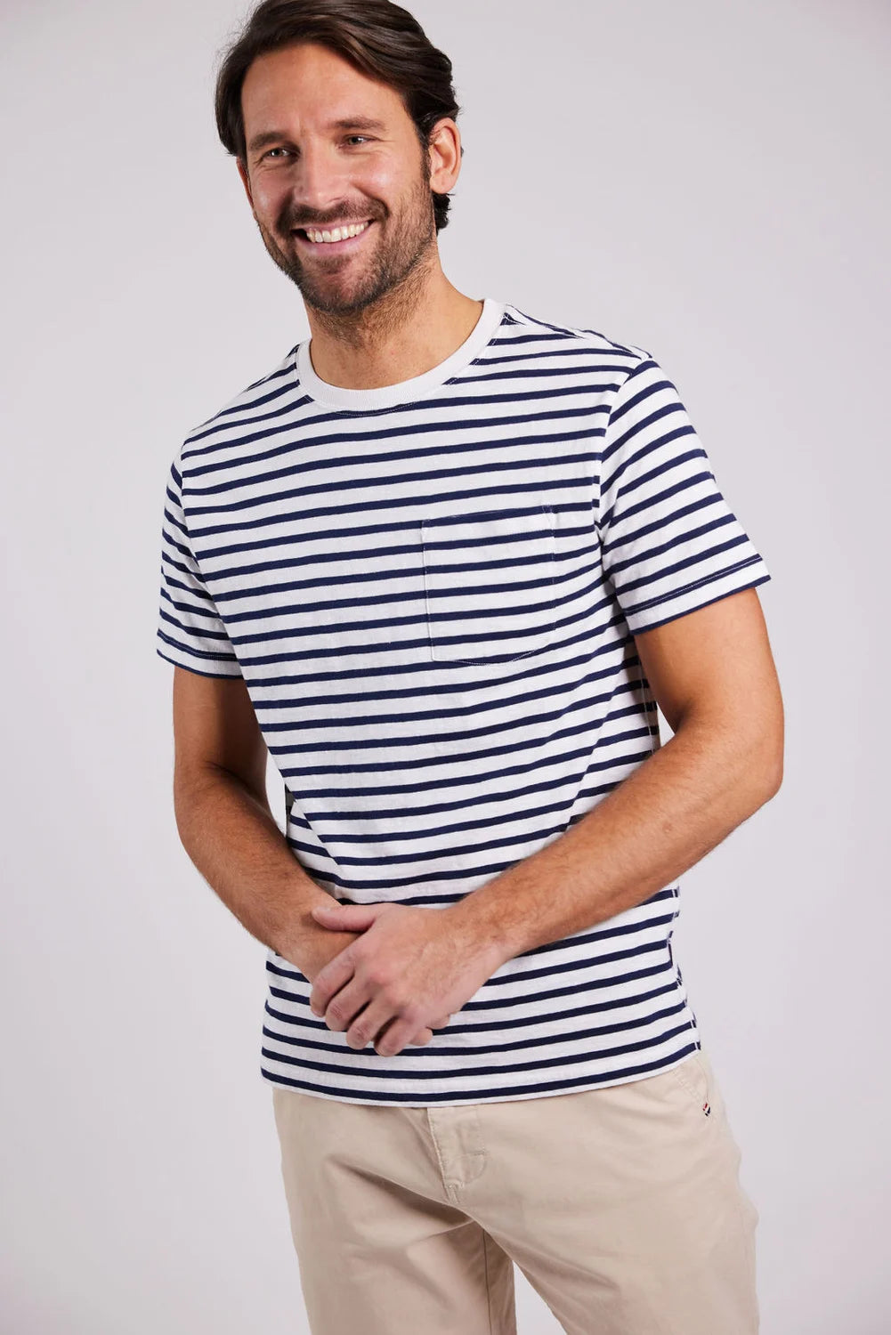 Sebago Outwashed Pocket Tee T-Shirt Herre - White/Navy -