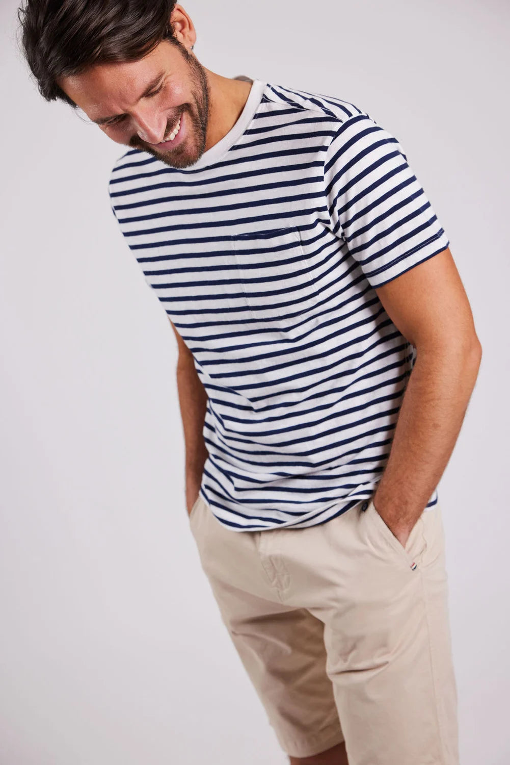 Sebago Outwashed Pocket Tee T-Shirt Herre - White/Navy -