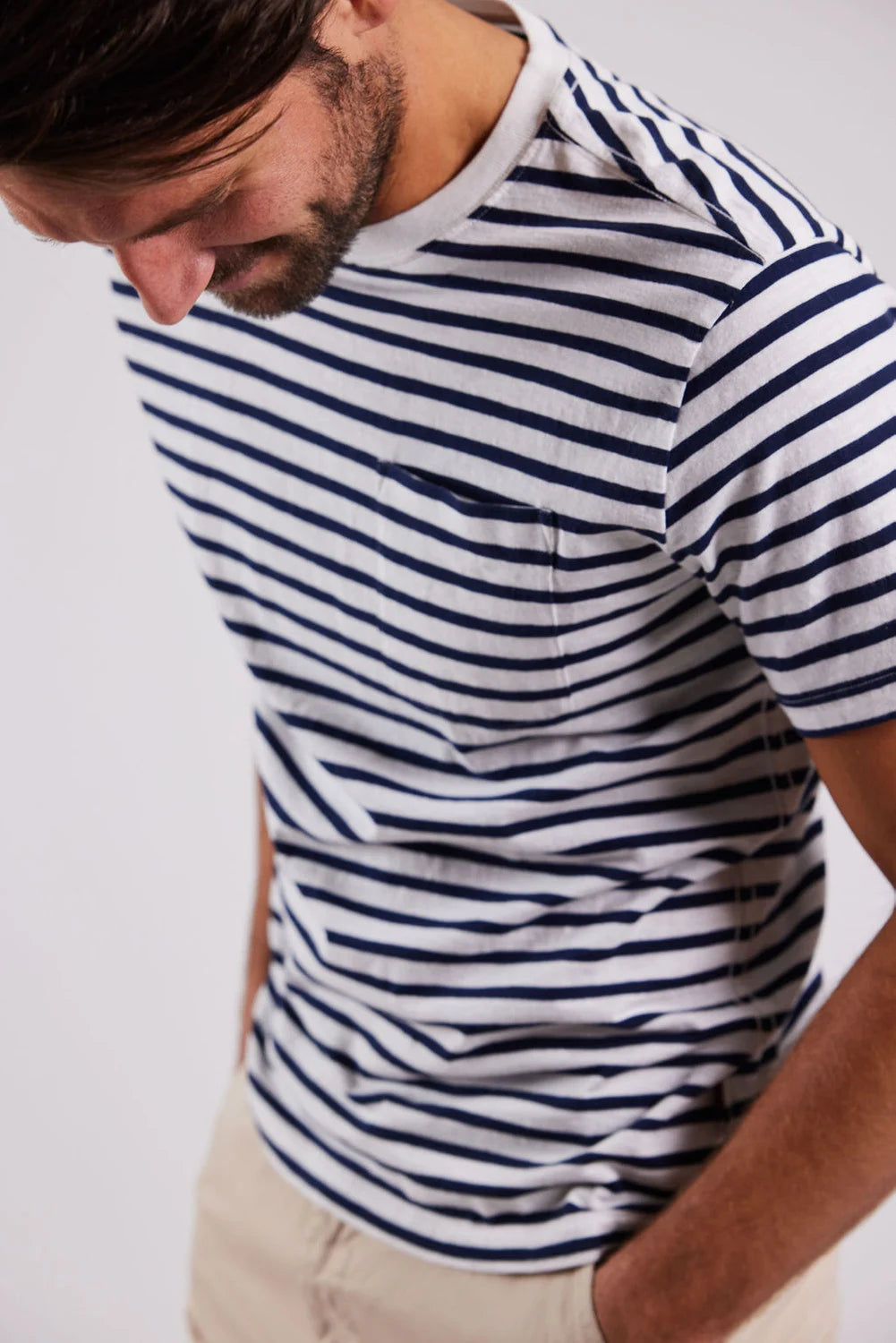 Sebago Outwashed Pocket Tee T-Shirt Herre - White/Navy -