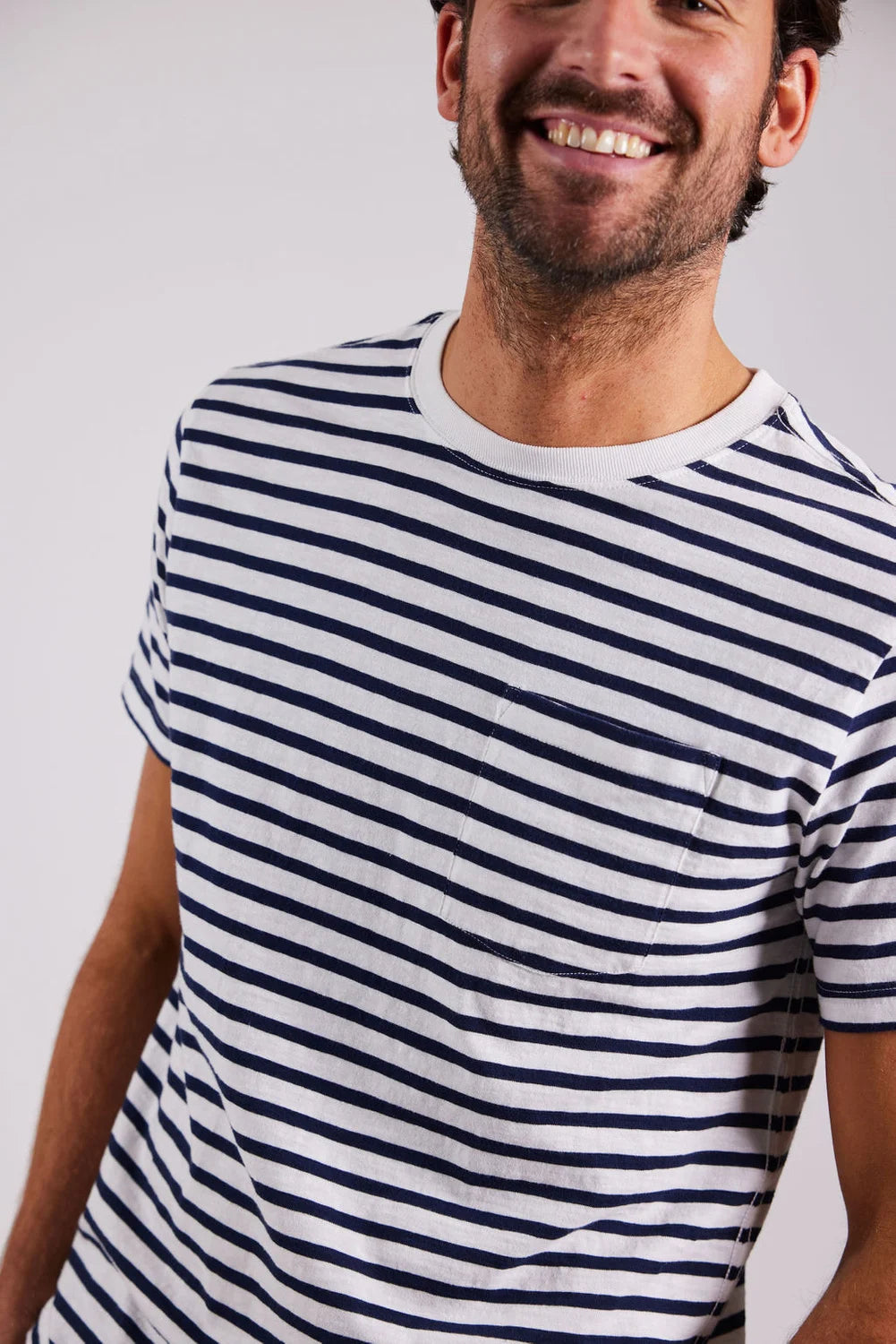 Sebago Outwashed Pocket Tee T-Shirt Herre - White/Navy - White Navy