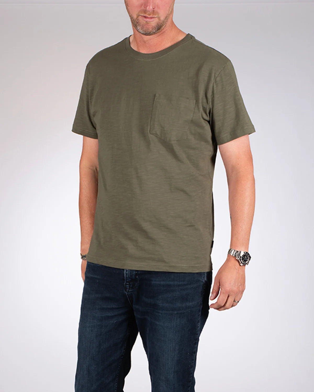 Sebago Outwashed Pocket Tee T-Shirt Herre - Dark Sage - Dark Sage