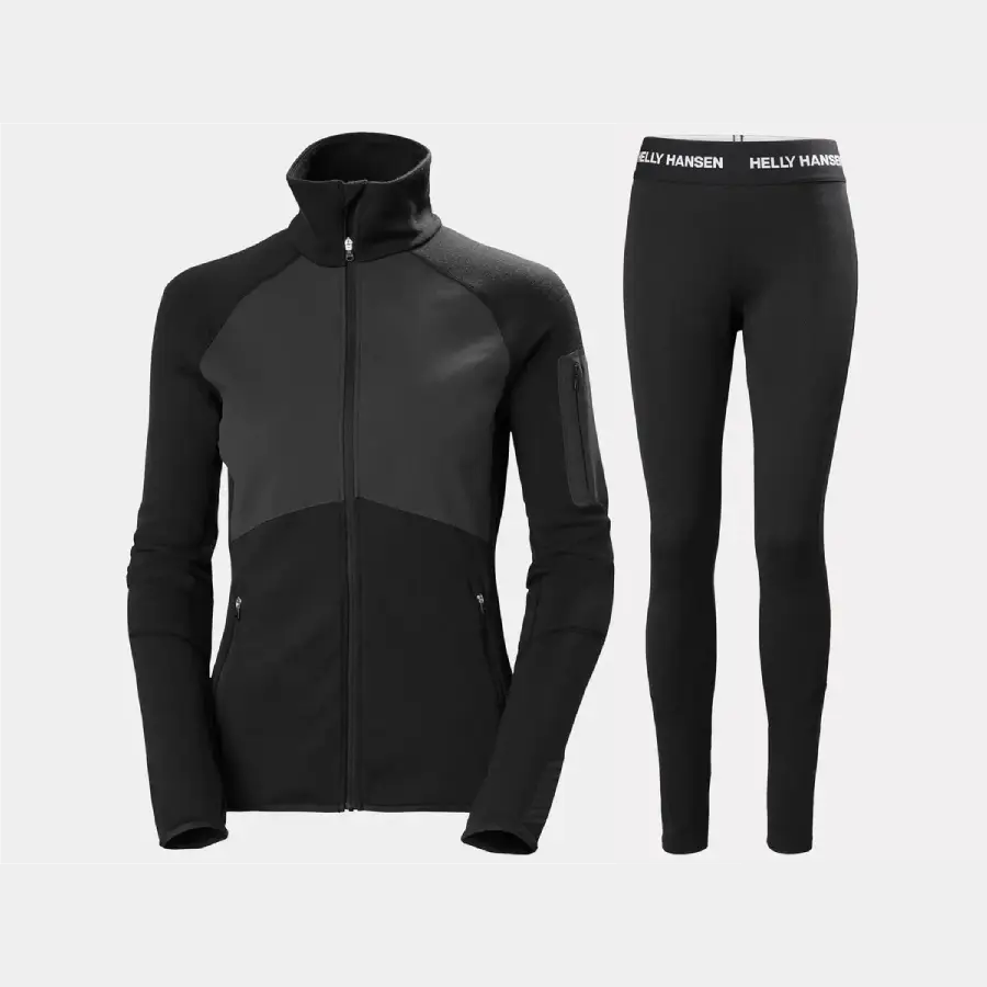 Helly Hansen Women's LIFA® Merino Base Layer Jacket & Pants Skiundertøj Sæt Dame - Black / Black - XL
