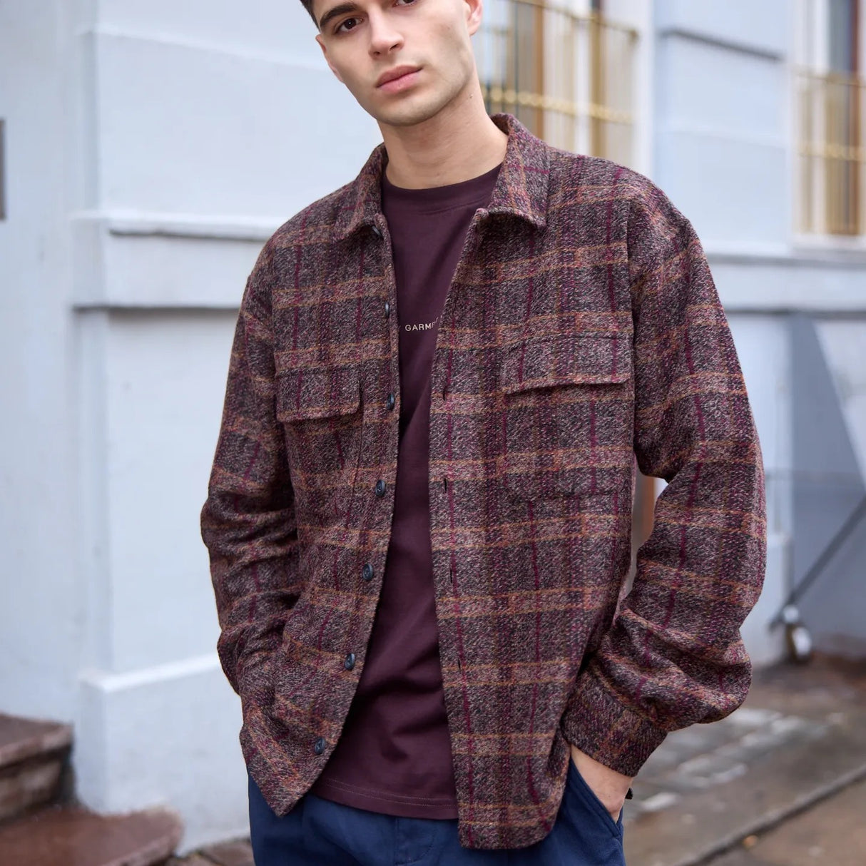 By Garment Makers Lennox Wool Overshirt Timber Skjorte Herre - Ebony Brown -