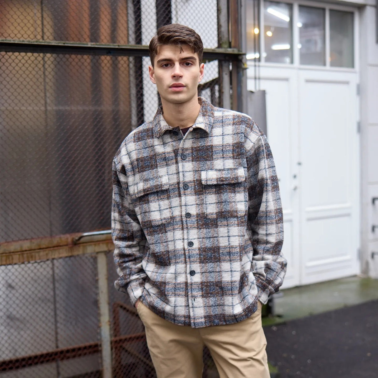 By Garment Makers Lennox Wool Overshirt Timber Skjorte Herre - Sand -