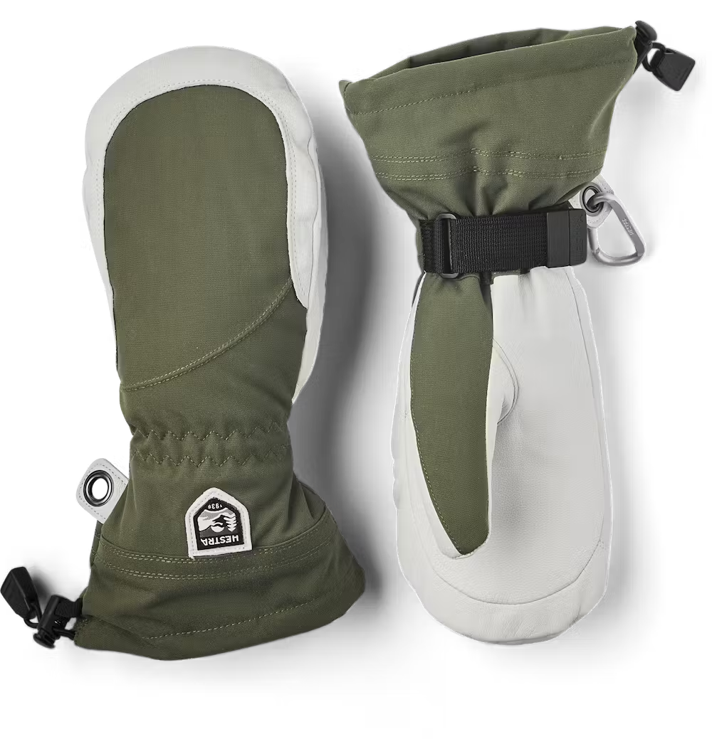 Hestra Heli Ski Female Mitt Skihandsker Dame - Olive & Offwhite - Olive & offwhite