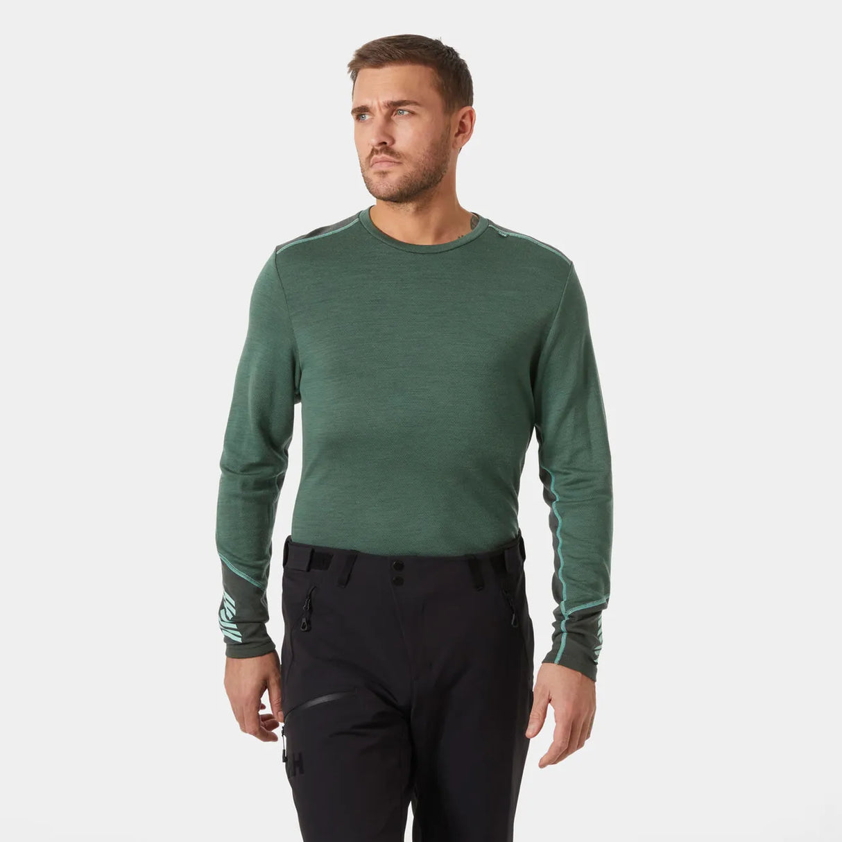 Helly Hansen Men's LIFA® Merino Midweight Crew Base Layer Skiundertrøje Herre - Jungle Green - Jungle Green