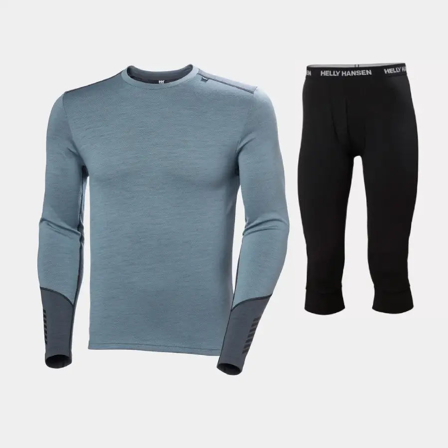 Helly Hansen Men's LIFA® Merino Midweight Crew & 3/4 Pants Skiundertøj Sæt Herre - Washed Navy / Black - XXL