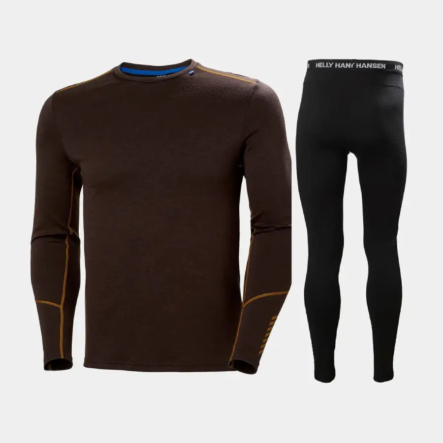 Helly Hansen Men's LIFA® Merino Midweight Crew & Pants Skiundertøj Sæt Herre - Triple Espresso / Black - XXL