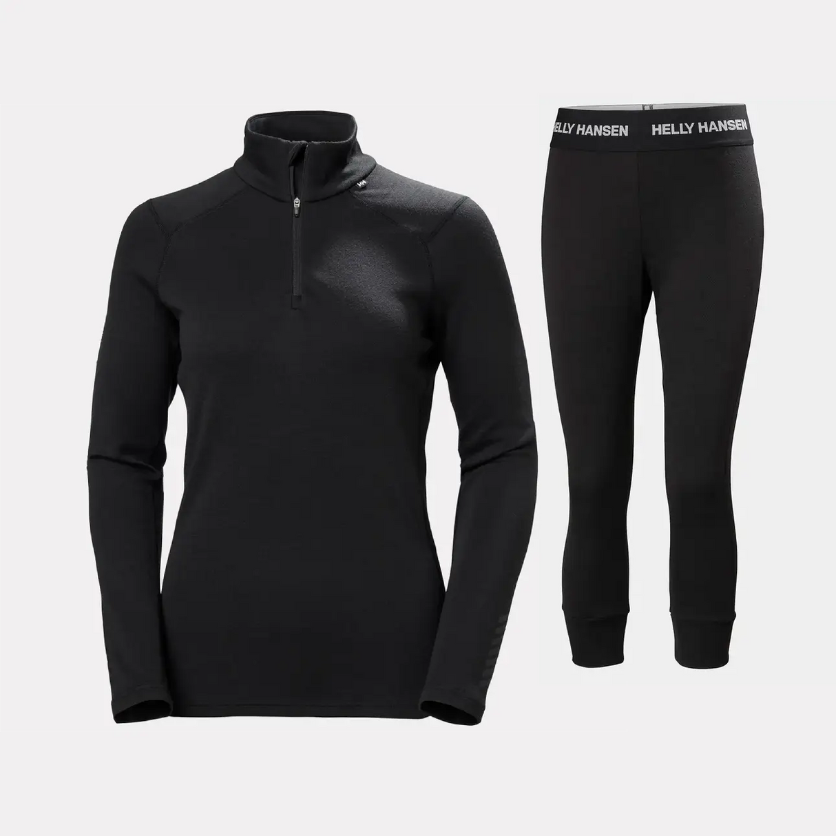 Helly Hansen Women's LIFA® Merino Midweight Half-Zip & 3/4 Pants Base Layer Skiundertøj Sæt Dame - Black - XL