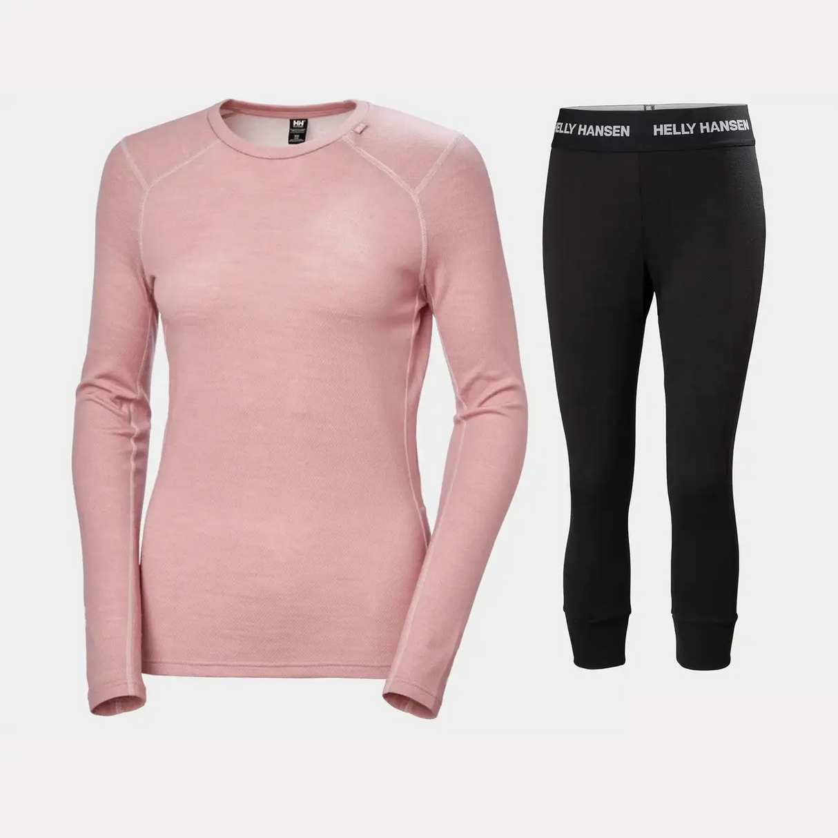 Helly Hansen Women's LIFA® Merino Midweight Crew & 3/4 Pants Base Layer Skiundertøj Sæt Dame - Pink Salt / Black - XL