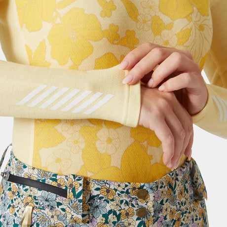 Helly Hansen Women’s LIFA® Merino Midweight Graphic Long-Sleeve Crew Base Layer Skiundertrøje Dame - Yellow Cream -