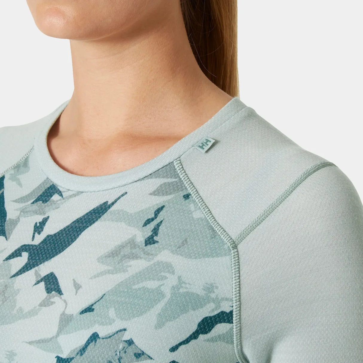 Helly Hansen Women’s LIFA® Merino Midweight Graphic Long-Sleeve Crew Base Layer Skiundertrøje Dame - Green Mist -