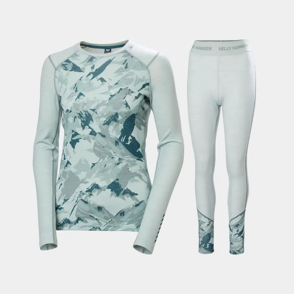 Helly Hansen Women’s LIFA® Merino Midweight Graphic Skiundertøj Sæt Dame - Green Mist - XL