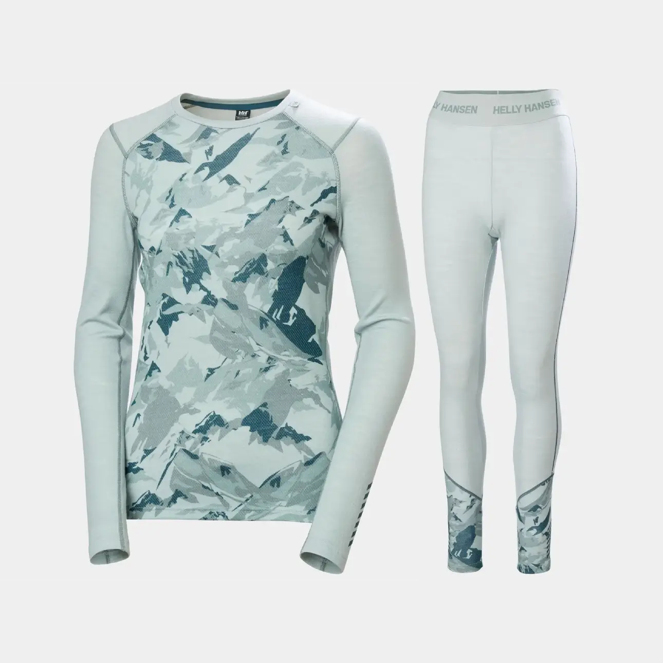 Helly Hansen Women’s LIFA® Merino Midweight Graphic Skiundertøj Sæt Dame - Green Mist - XL