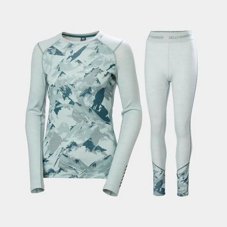 Helly Hansen Women’s LIFA® Merino Midweight Graphic Skiundertøj Sæt Dame - Green Mist - XL
