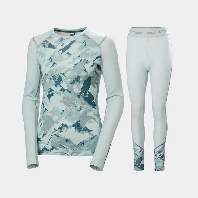 Helly Hansen Women’s LIFA® Merino Midweight Graphic Skiundertøj Sæt Dame - Green Mist - XL