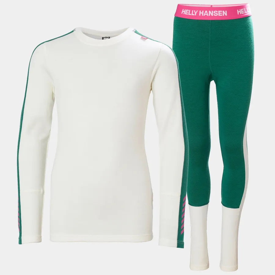 Helly Hansen Juniors' LIFA® Merino Midweight Base Layer Set Skiundertøj Børn - Emerald - Emerald