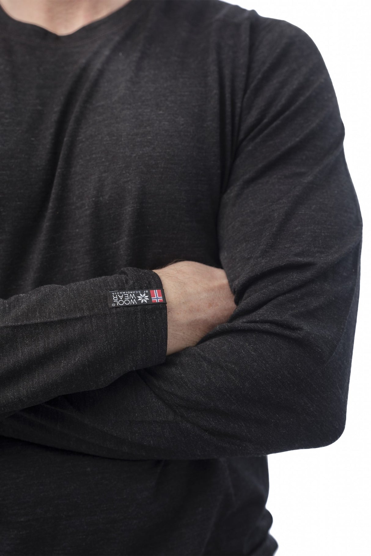 Woolwear Langærmet Skiundertrøje i 100% Merinould Dame / Herre - Sort Melange -