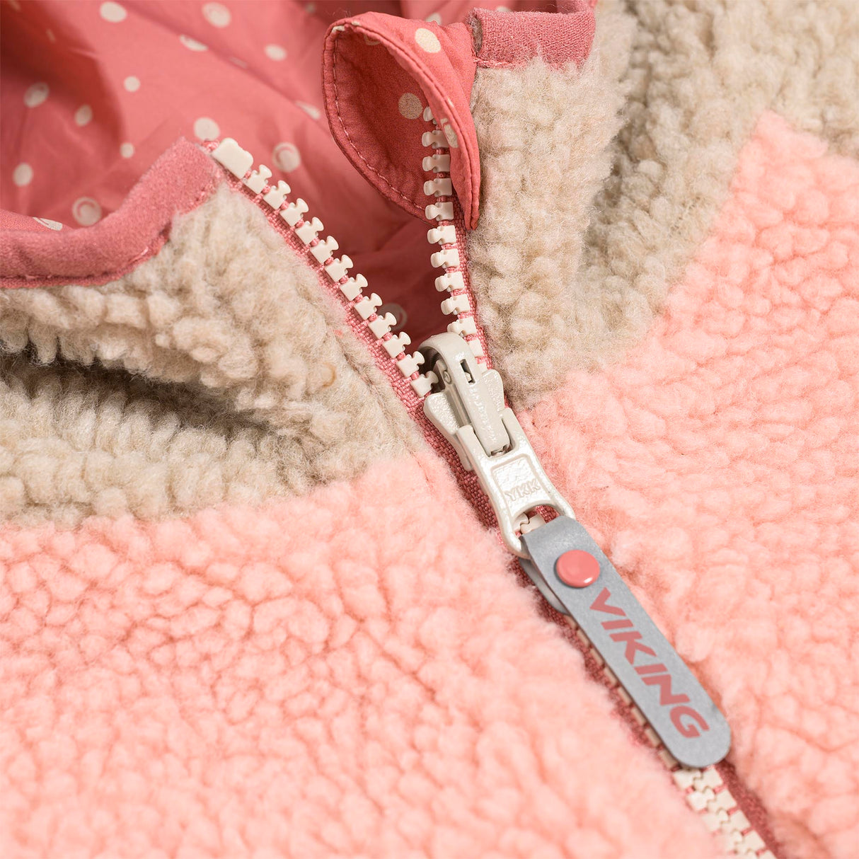 Viking Play Reversible Pile Jacket Vendbar Børnejakke - Pink/Cement -