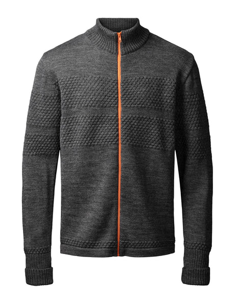 Clipper Saltum Cardigan Stand Up Collar Zip Sømandstrøje - Antracit Melange - Antracit Melange