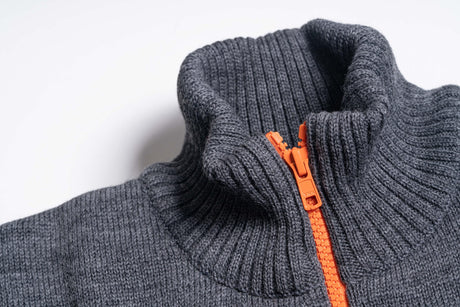 Clipper Saltum Cardigan Stand Up Collar Zip Sømandstrøje - Antracit Melange -