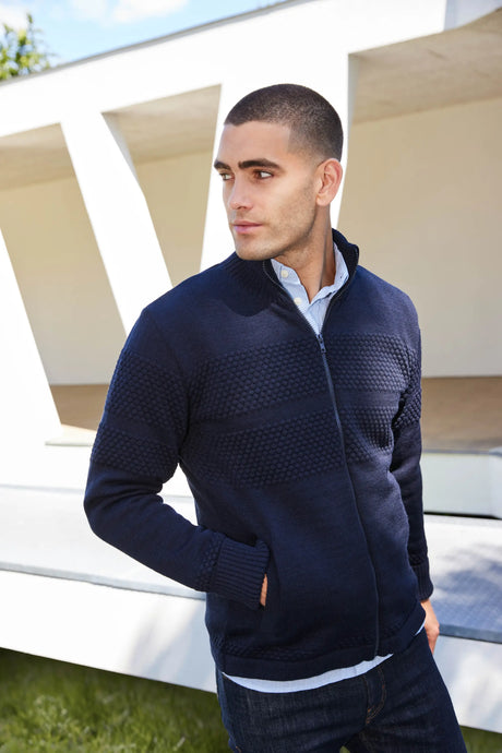 Clipper Saltum Windbreaker Cardigan High Neck Full Zip Sømandstrøje - Captain Navy -