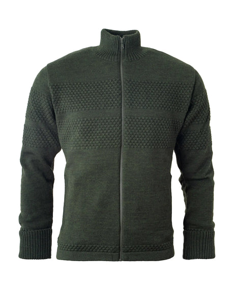Clipper Saltum Windbreaker Cardigan High Neck Full Zip Sømandstrøje - Olive Melange - Olive Melange