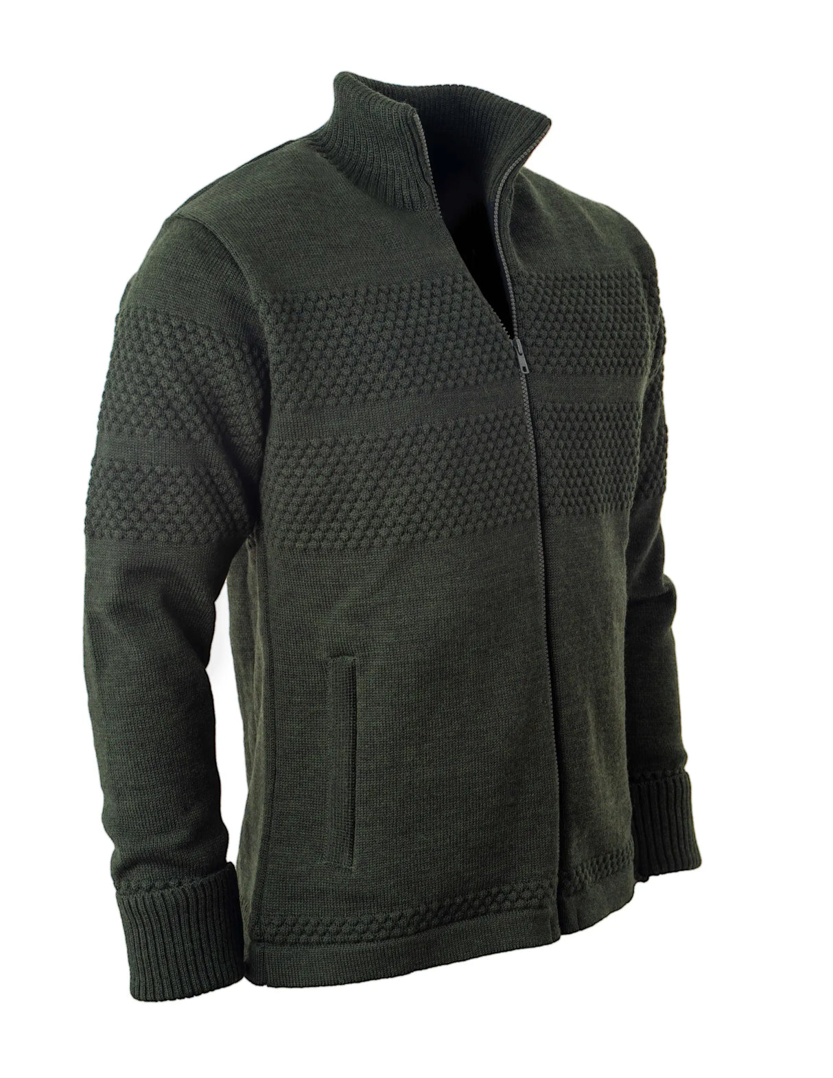 Clipper Saltum Windbreaker Cardigan High Neck Full Zip Sømandstrøje - Olive Melange -
