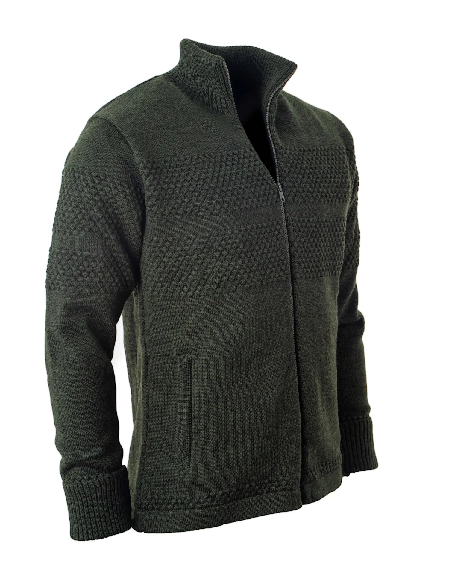 Clipper Saltum Windbreaker Cardigan High Neck Full Zip Sømandstrøje - Olive Melange -