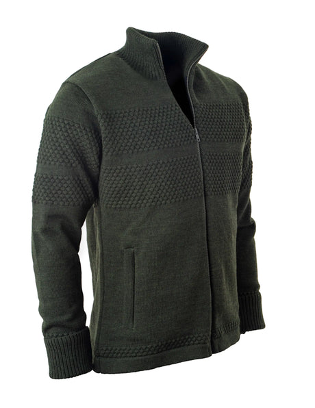 Clipper Saltum Windbreaker Cardigan High Neck Full Zip Sømandstrøje - Olive Melange -