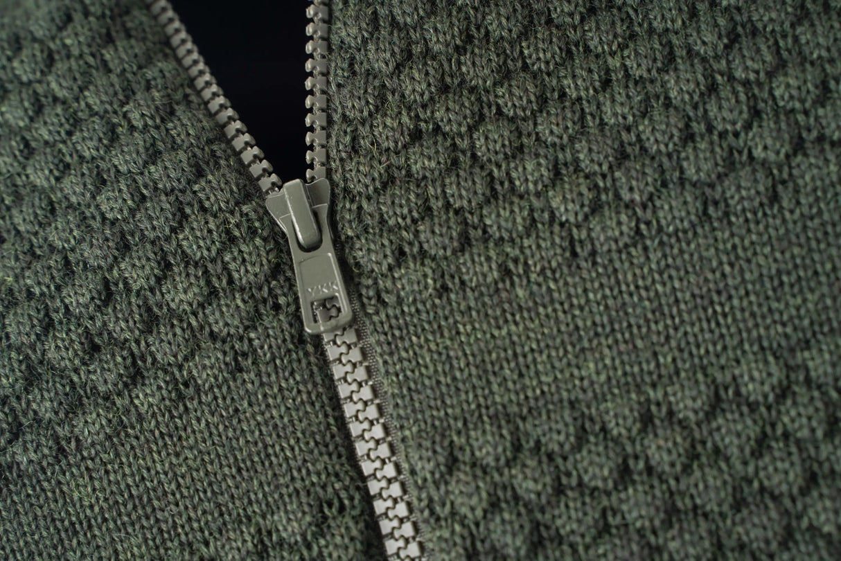 Clipper Saltum Windbreaker Cardigan High Neck Full Zip Sømandstrøje - Olive Melange -