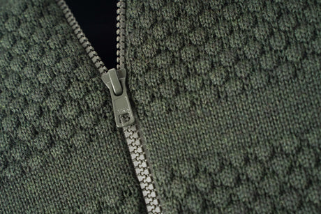 Clipper Saltum Windbreaker Cardigan High Neck Full Zip Sømandstrøje - Olive Melange -