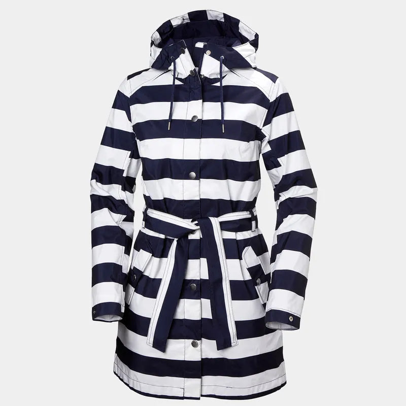 Helly Hansen Women's Lyness II Raincoat Regnfrakke Dame - Evening Blue Stripe M