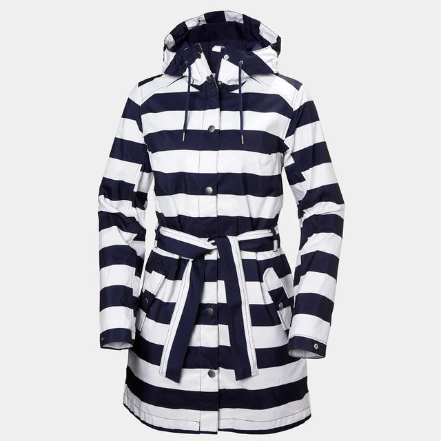 Helly Hansen Women's Lyness II Raincoat Regnfrakke Dame - Evening Blue Stripe M