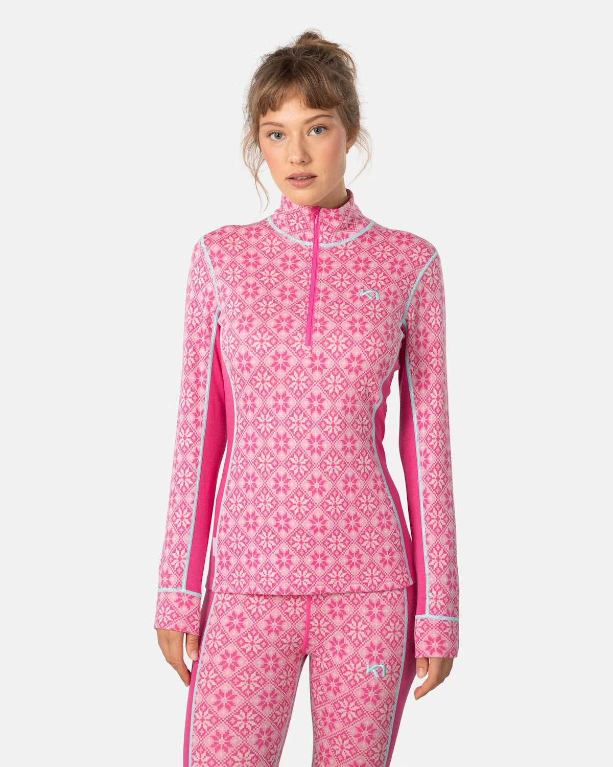 Kari Traa Rose Half Zip High Waist Skiundertøj Sæt Dame - Spink - XXL
