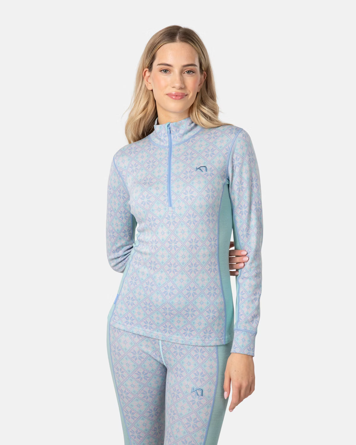 Kari Traa Rose Half Zip High Waist Skiundertøj Sæt Dame - Wave -