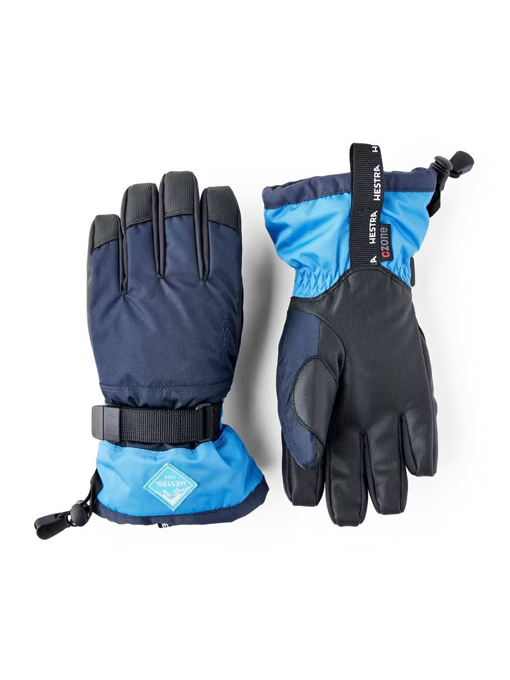 Hestra Gauntlet CZone Jr. 5-finger Skihandsker Børn - Dark navy & sky blue - Dark navy & sky blue