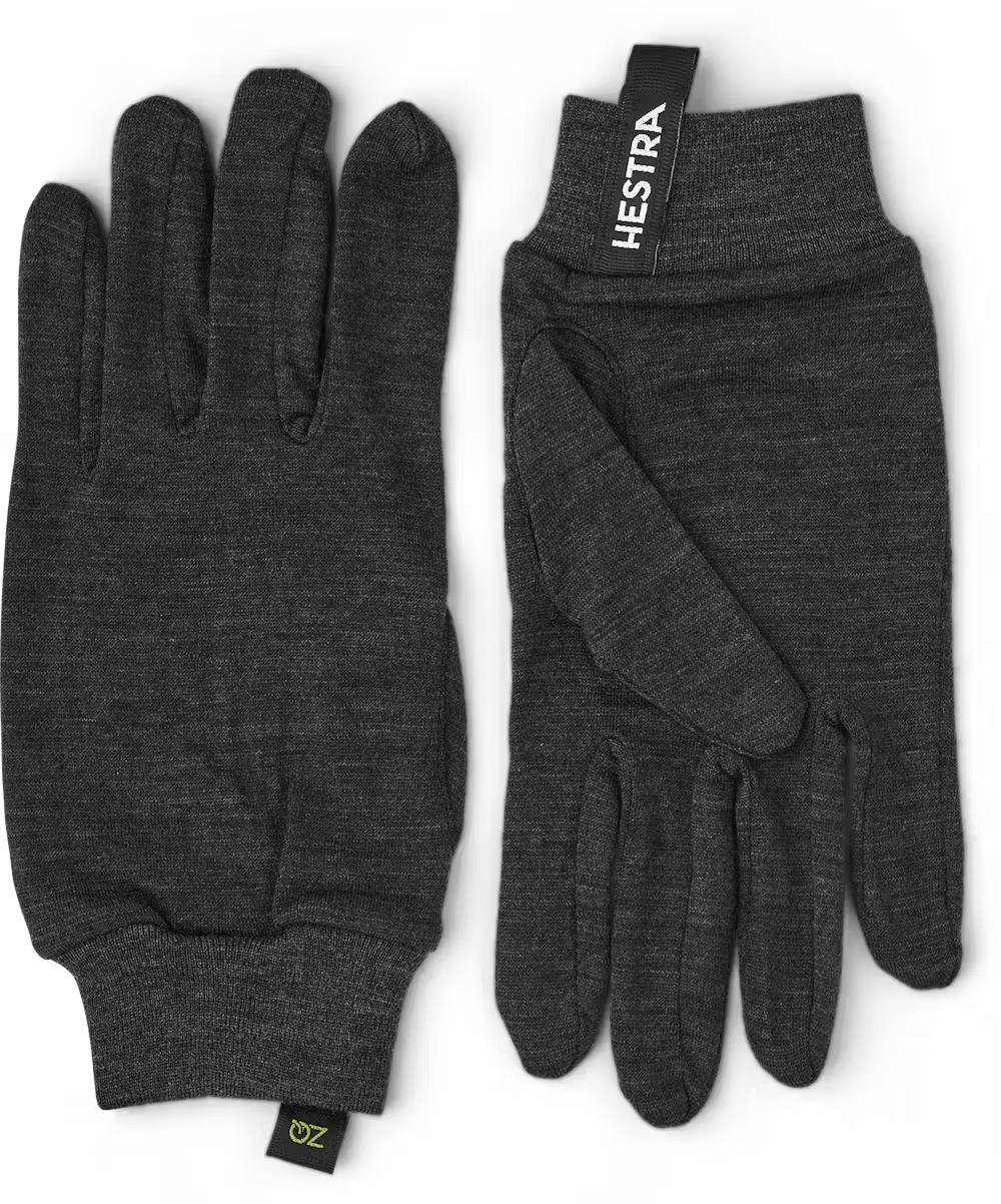 Hestra Merino Wool Liner Active 5-finger Inderhandsker Dame / Herrre - Charcoal - Charcoal