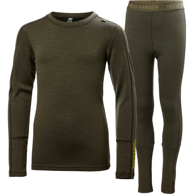 Helly Hansen Juniors' LIFA® Merino Midweight Base Layer Set Skiundertøj Børn - Utility Green - Utility Green