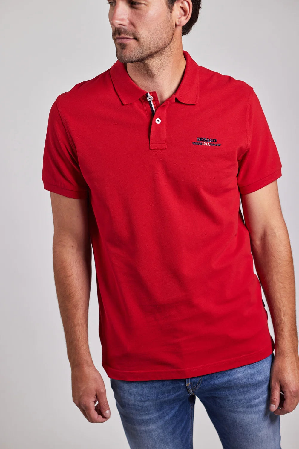 Sebago Authentic Logo Pique Polo T-shirt Herre - Red - Red