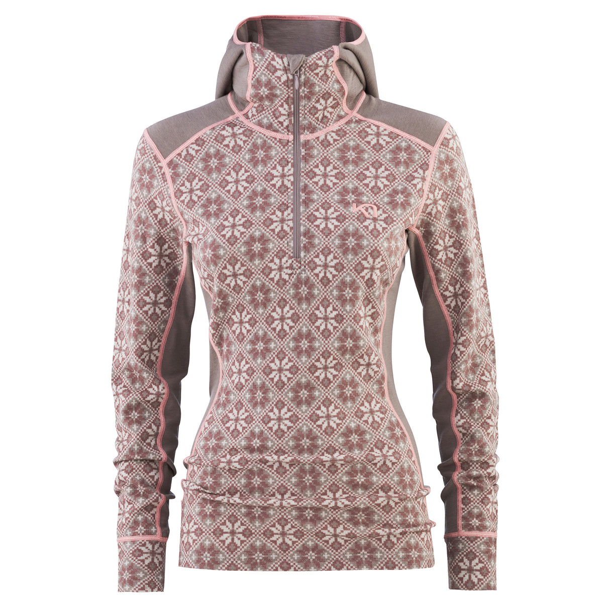 Kari Traa Rose Hoodie High Waist Skiundertøj Sæt Dame - Taupe -