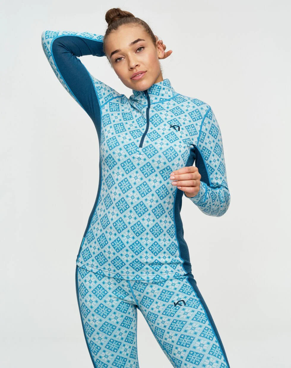 Kari Traa Rose Half Zip High Waist Skiundertøj Sæt Dame - Frost -