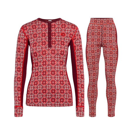 Kari Traa Rose Long Sleeve High Waist Skiundertøj Sæt Dame - Rouge Red - XXL
