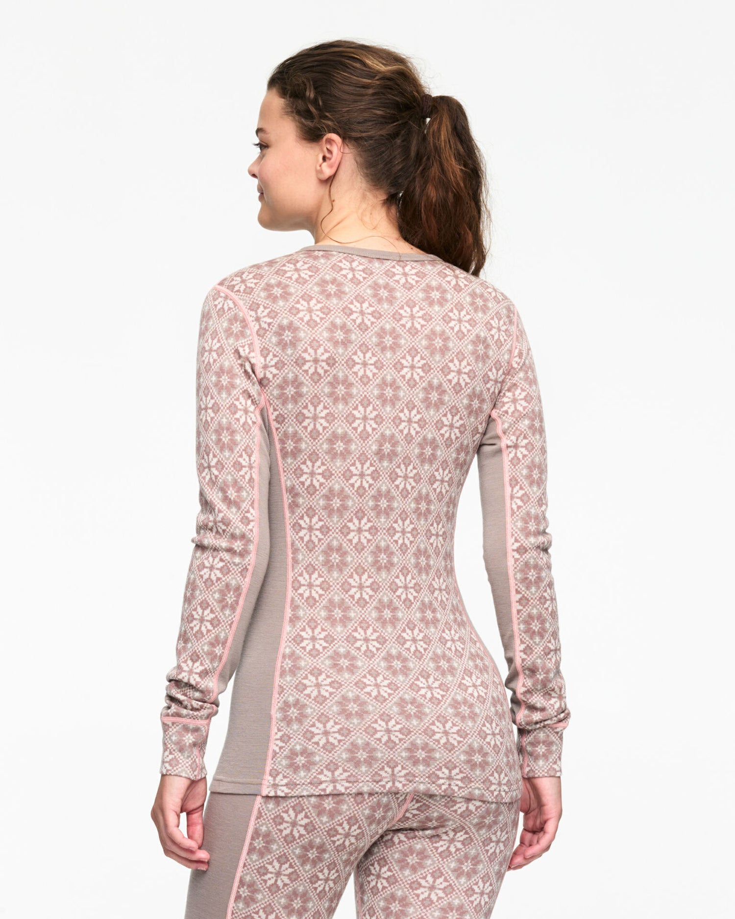 Kari Traa Rose Long Sleeve High Waist Skiundertøj Sæt Dame - Taupe -