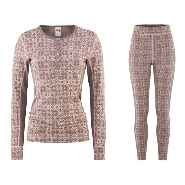 Kari Traa Rose Long Sleeve High Waist Skiundertøj Sæt Dame - Taupe - XXL